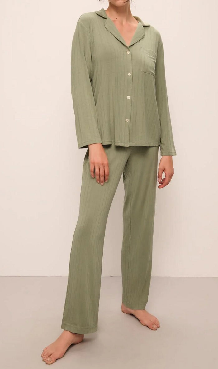 Womens Gisele Rib Long PJ Set