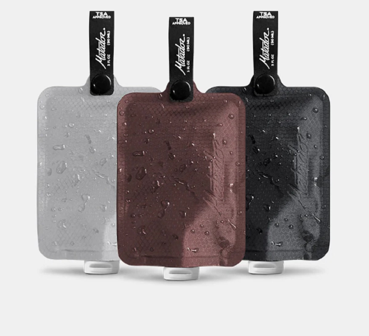 FlatPak Toiletry Bottle 3-Pack - Multi 2 (Charcoal/Garnet/Arctic White)
