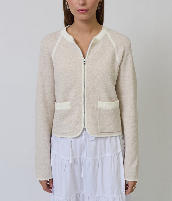 Womens Celeste Tweed Yarn Zip Up