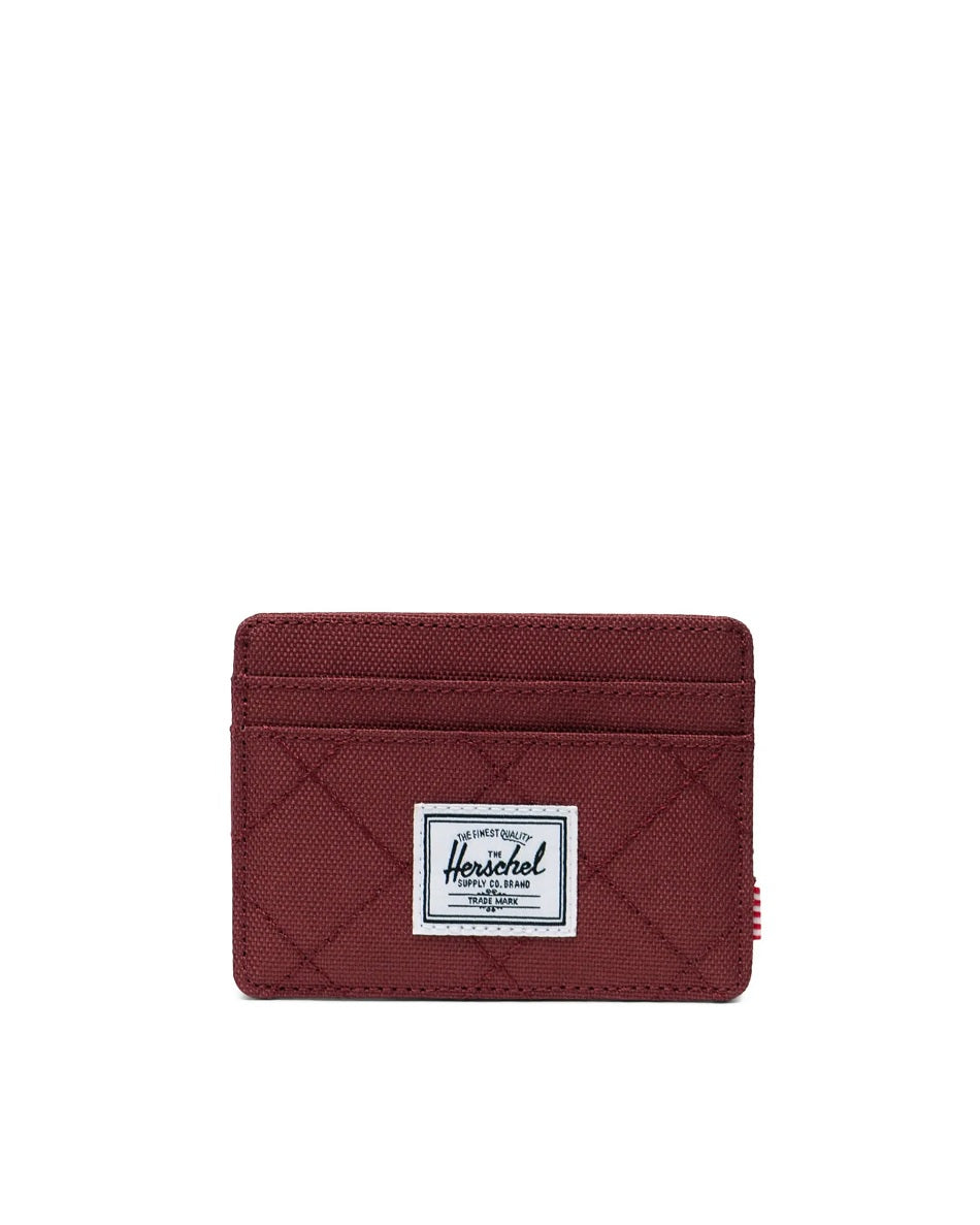 Charlie Cardholder in Oxblood Red Quilted