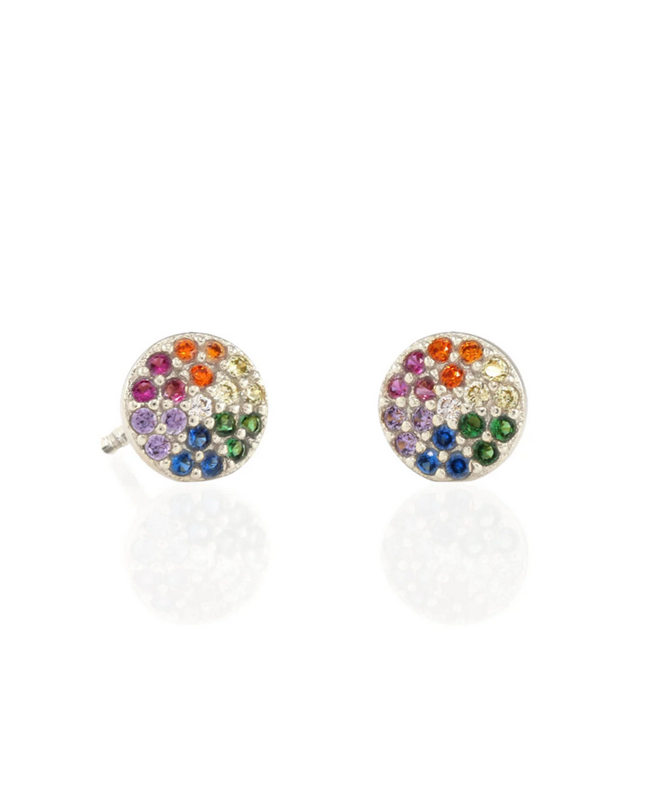 KRIS NATIONS Round Pave Stud Earrings - Sterling Silver
