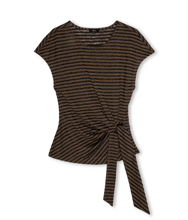 Womens Gabbie Top in Onyx Cocoa Stripe