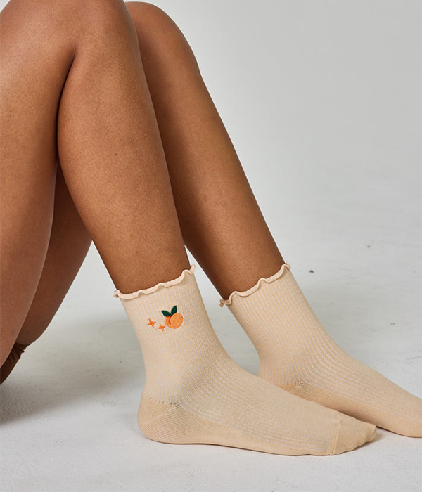 Everyday Ruffle Sock in Peach