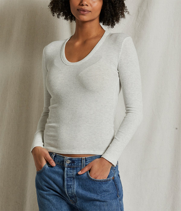 Womens Whitney Sweater Rib LS U-Neck