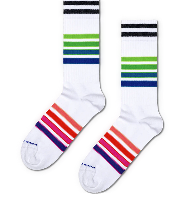Mens Street Stripe Sneaker Sock in White