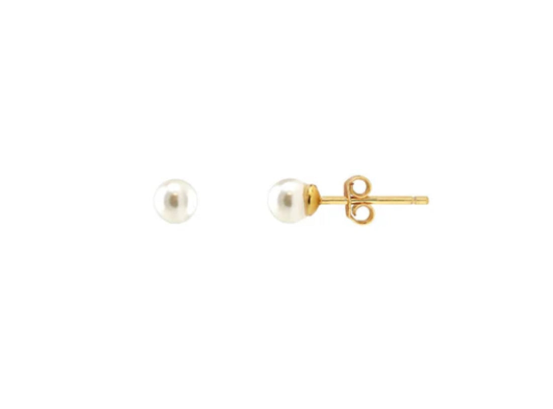 Womens Gold Pearl Stud Earrings