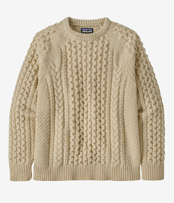 Recycled Wool-Blend Cable Knit Crewneck Sweater F25
