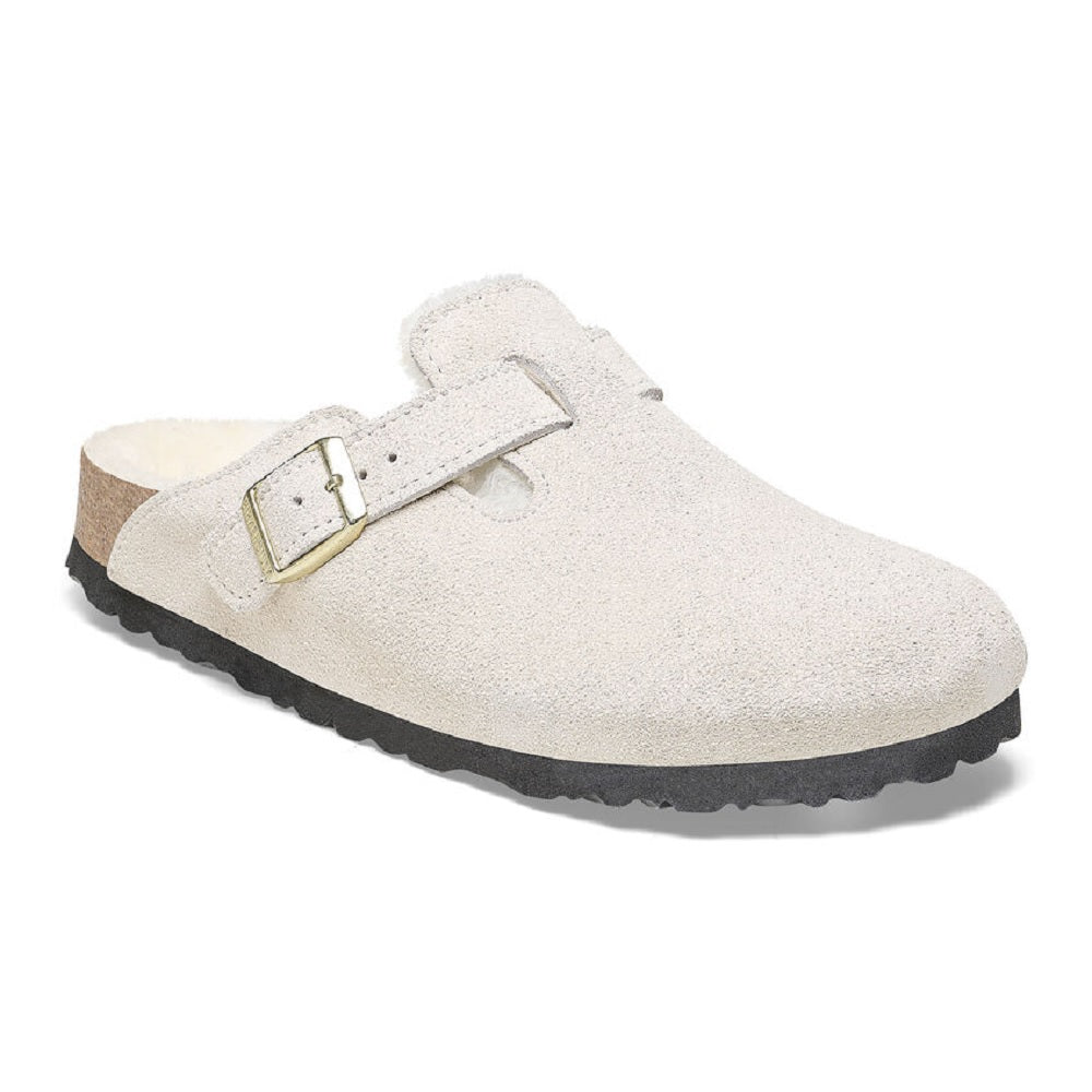 Narrow Boston Antique White Suede/Shearling