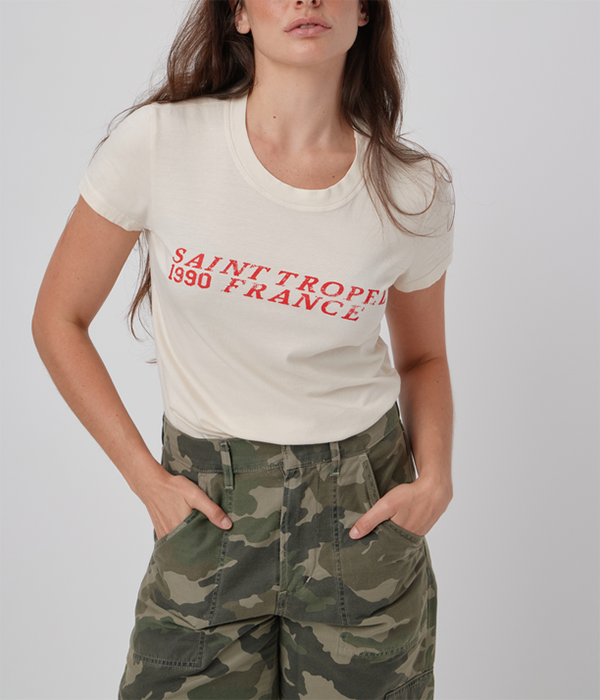 Womens Saint Tropez 1990 France - Femme Crew in Dirty White
