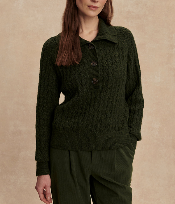 Womens Bridget Half Button Sweater