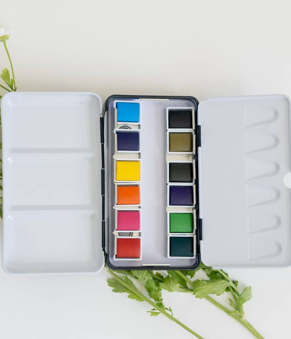 12 Color Mini-Travel Watercolor Paint Palette