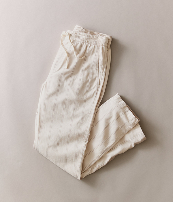Mens Saturday Hemp Beach Pant in Natural/Brown Stripe