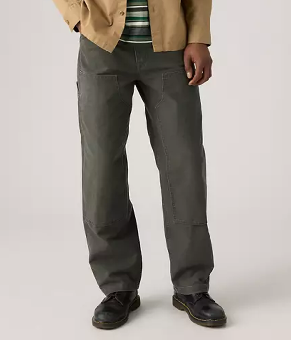 Mens 568 Loose Straight in Charcoal Green Double Knee