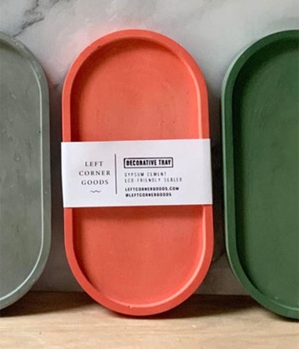 Concrete Oval Candle Tray