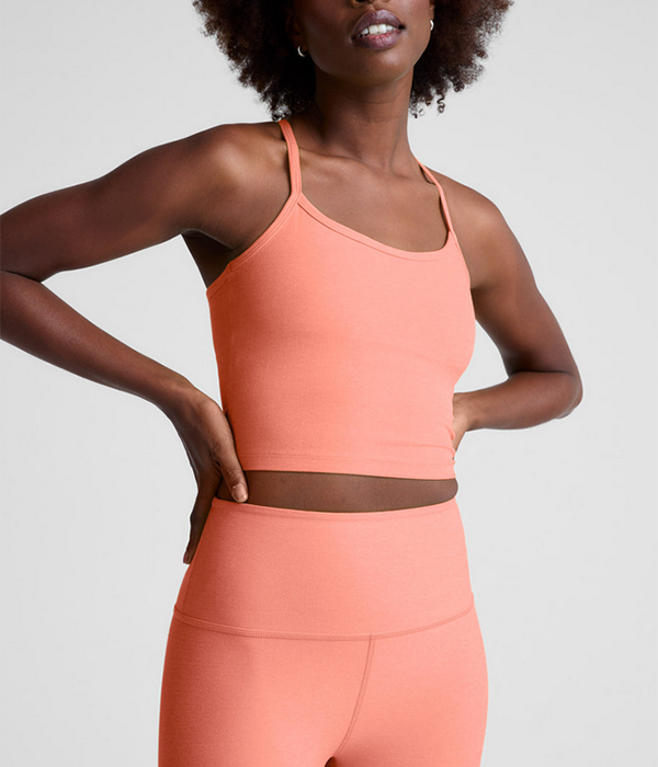 Womens Spacedye Slim Racerback Cropped Tank