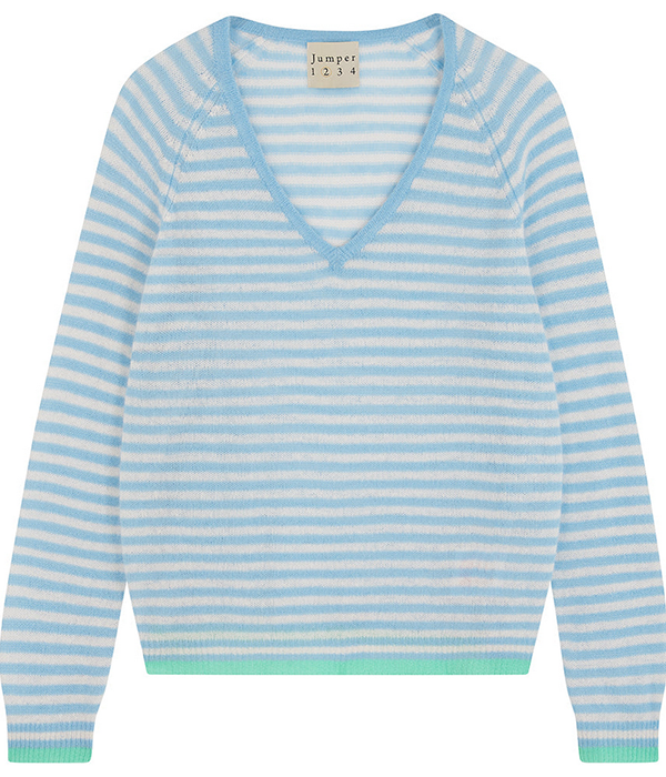 Womens Tipped Little Stripe Vee