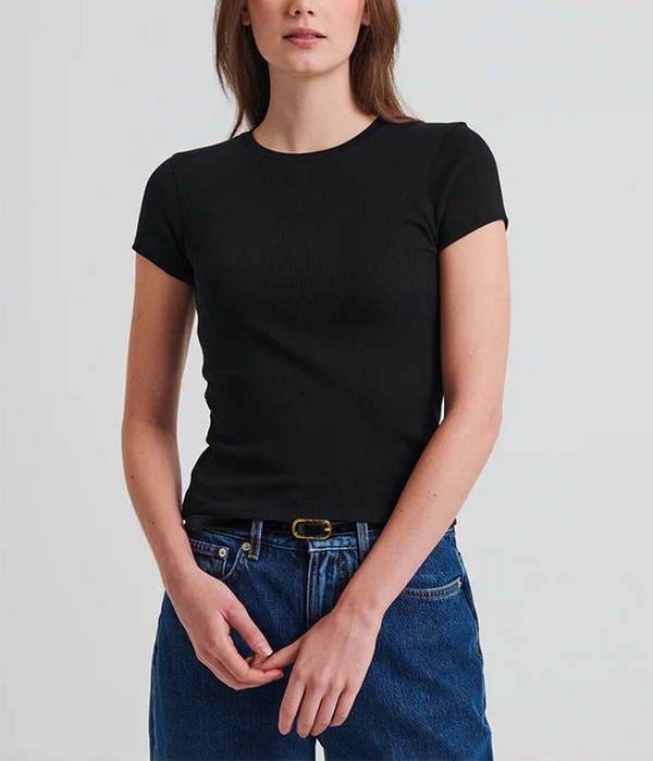 Womens SS Cotton Modal Rib Baby Tee