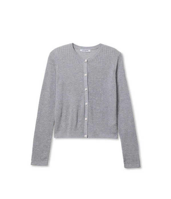 Womens Ada Pointelle Button Down Long Sleeve Sweater