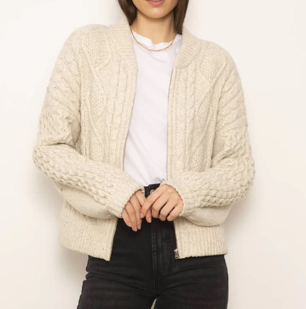 Womens Myles Cable Sweater Bomber