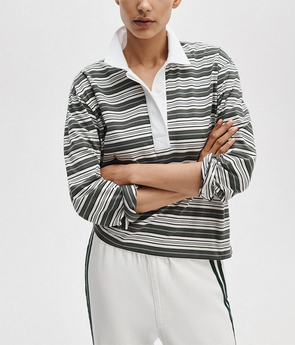 Womens Kelly Stripe Polo LS