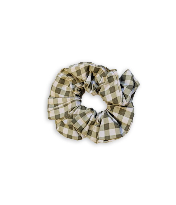 Womens Motel Rocks Scrunchie in Olive Gingham