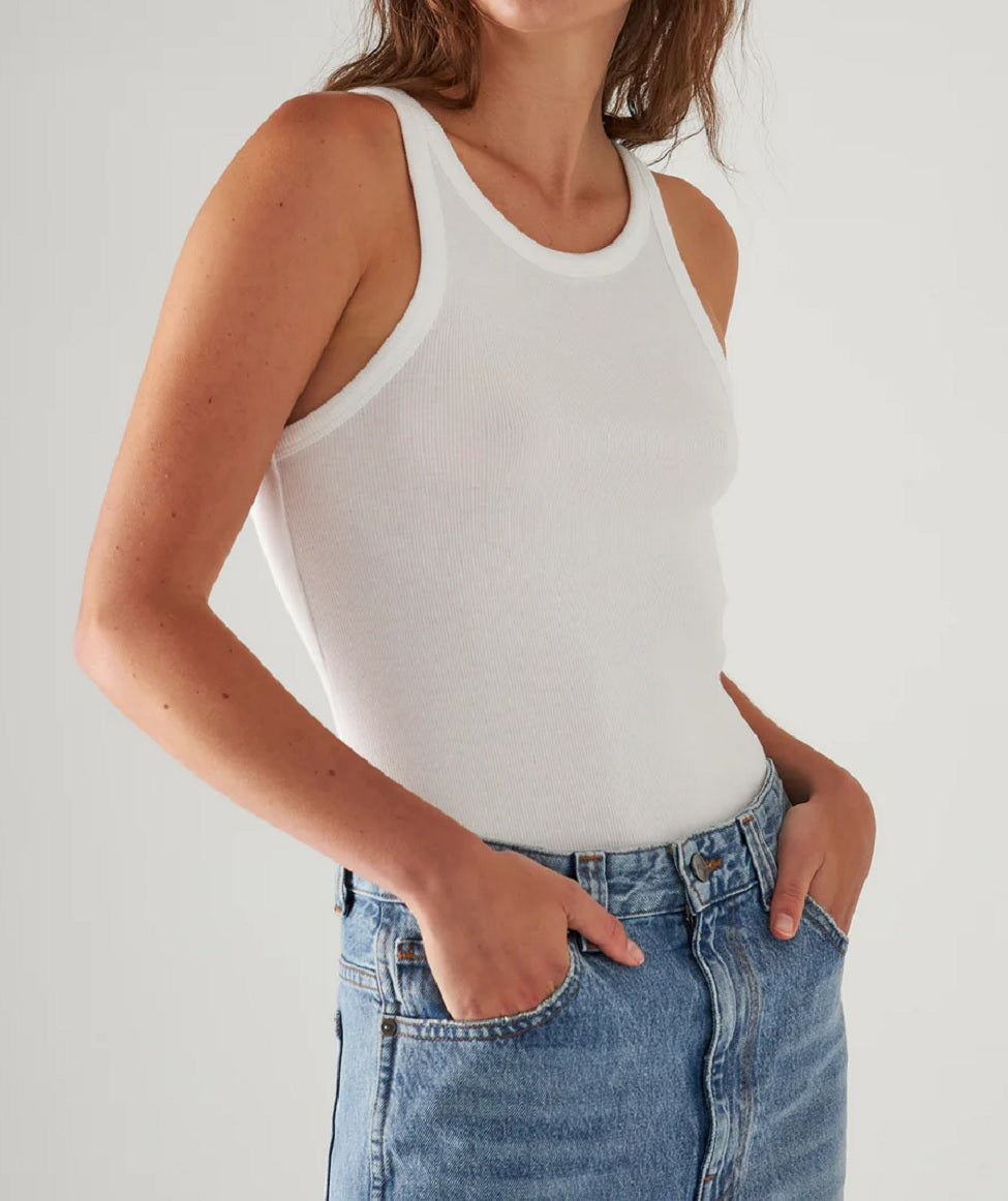 Womens High Crew Rib Tank