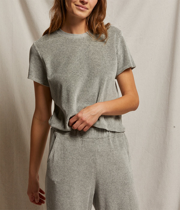 Womens Clara Velour Crew Neck Tee