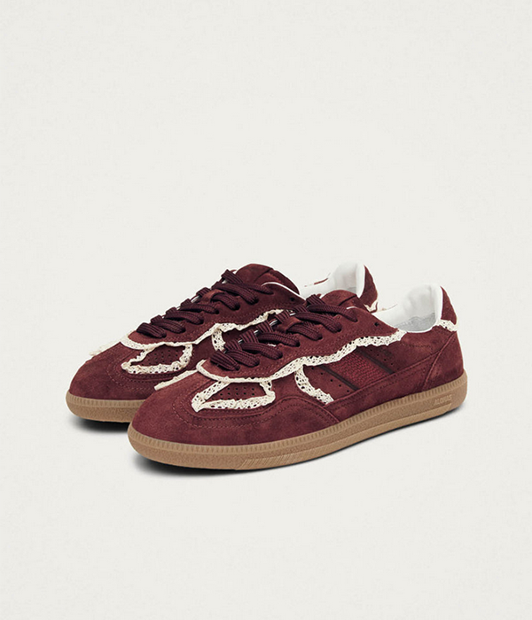Womens Tb.490 Crochet Burgundy Leather Sneakers