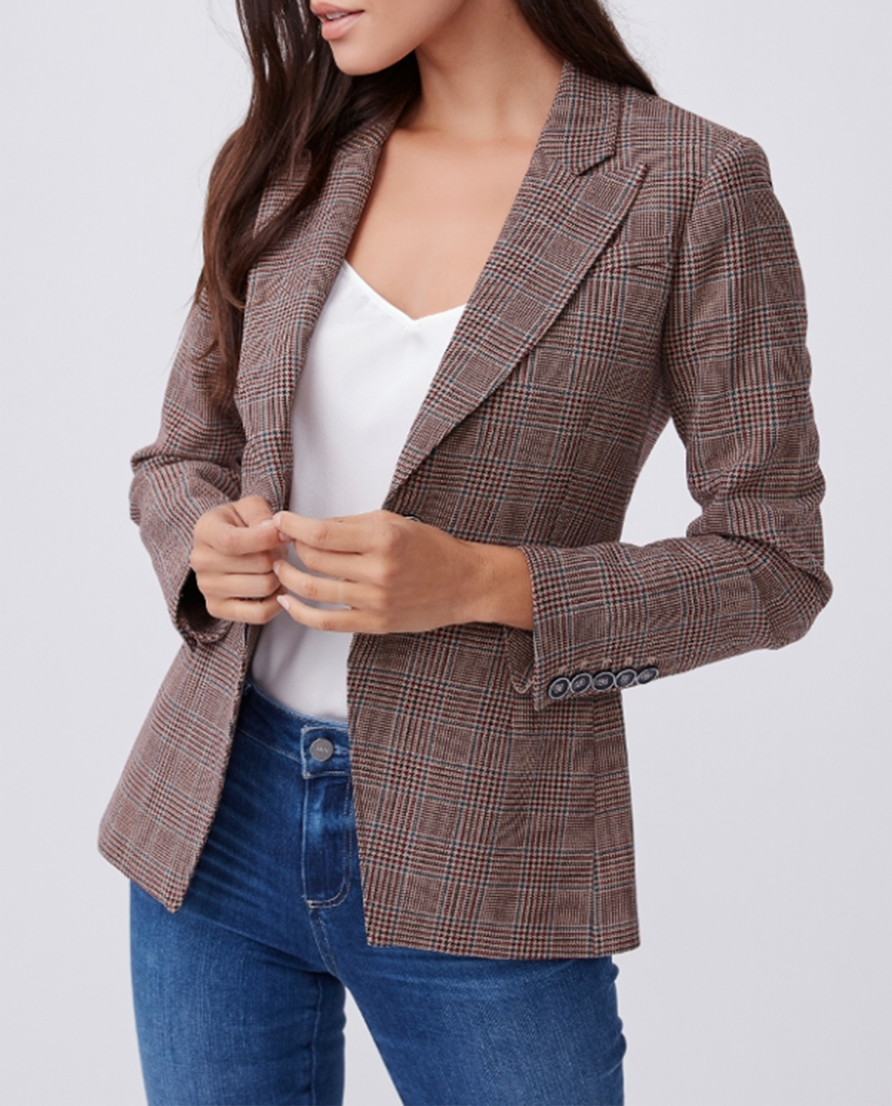 Chelsee Blazer in Beige/Cordovan Multi
