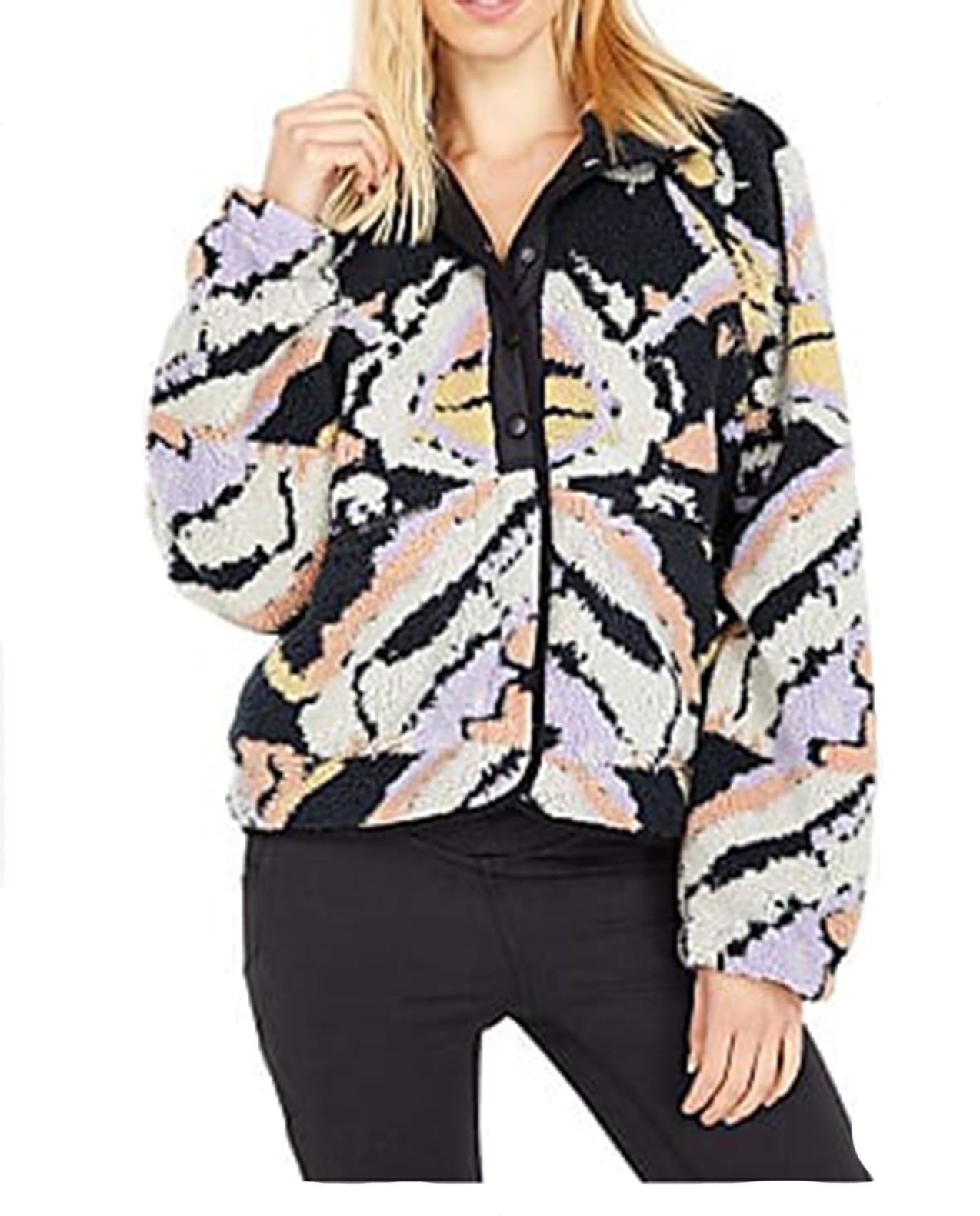 FREE PEOPLE MOVEMENT Womens Hit The Slopes Printed Fleece Jacket
