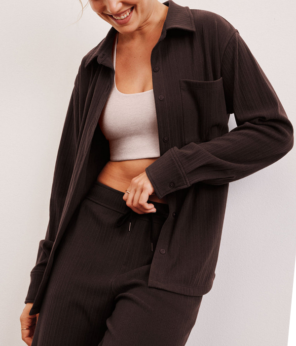 Womens Breathe Easy Ribbed Front Shirt