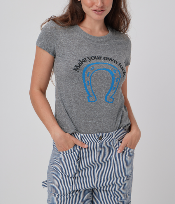 Womens Make Your Own Luck - Femme Crew in Heather Grey