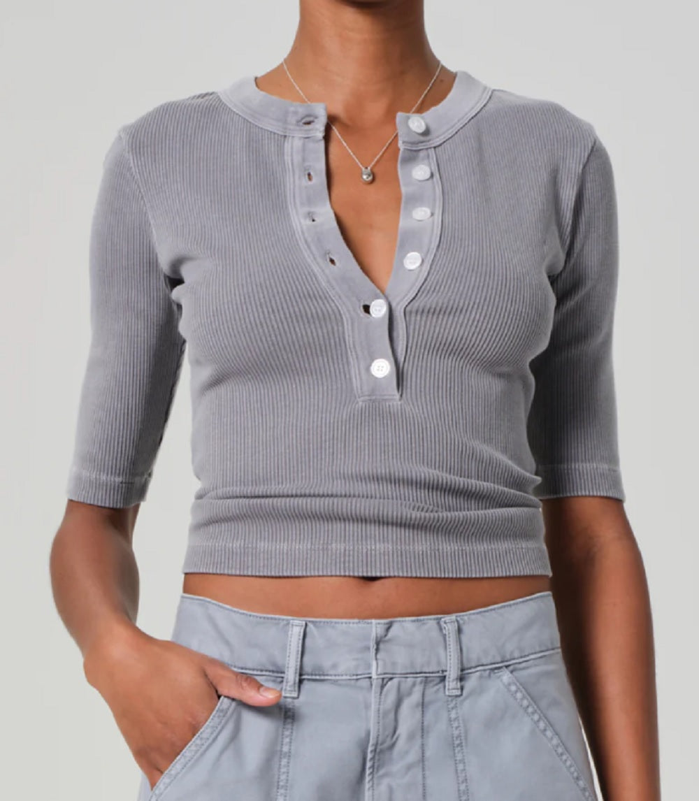 Womens Nali Short Sleeve Henley