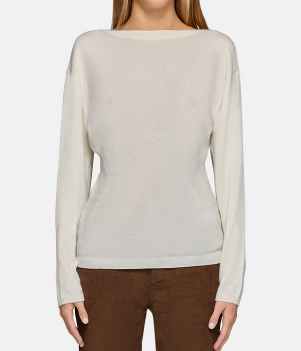 Womens Millie Boat Neck Sweater in White