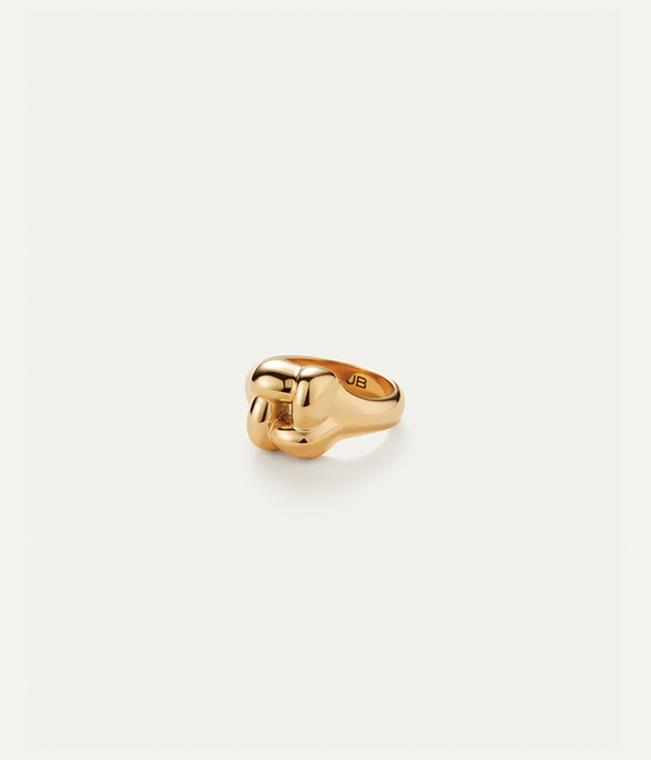 Womens Square Signet Ring in High Polish Gold - Size 4
