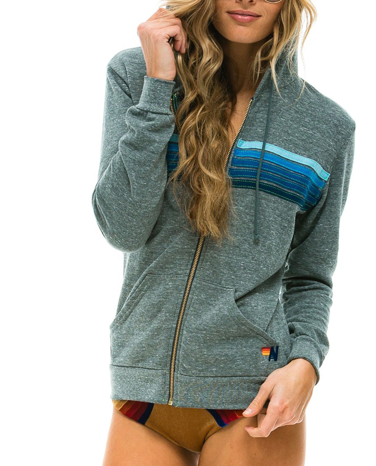 AVIATOR NATION 5 Stripe Zip Hoodie