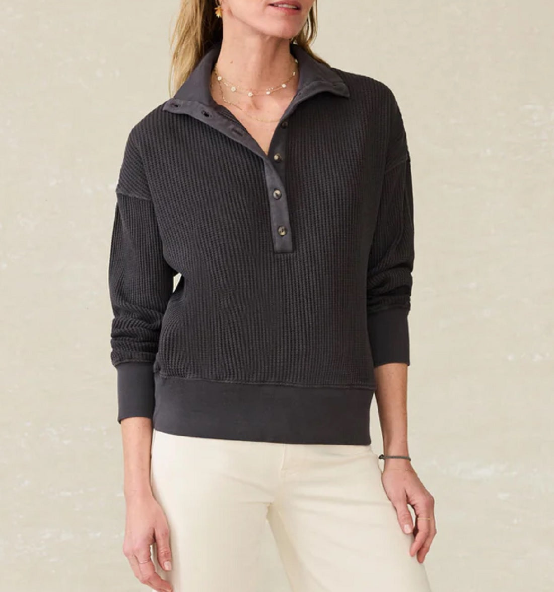 Womens Apres Waffle Henley