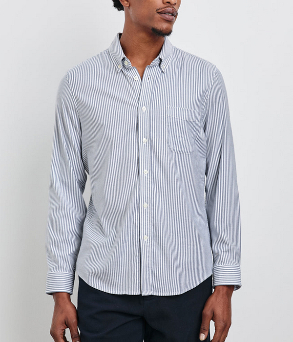 Mens Vance L/S Button Down in Blue White Stripe