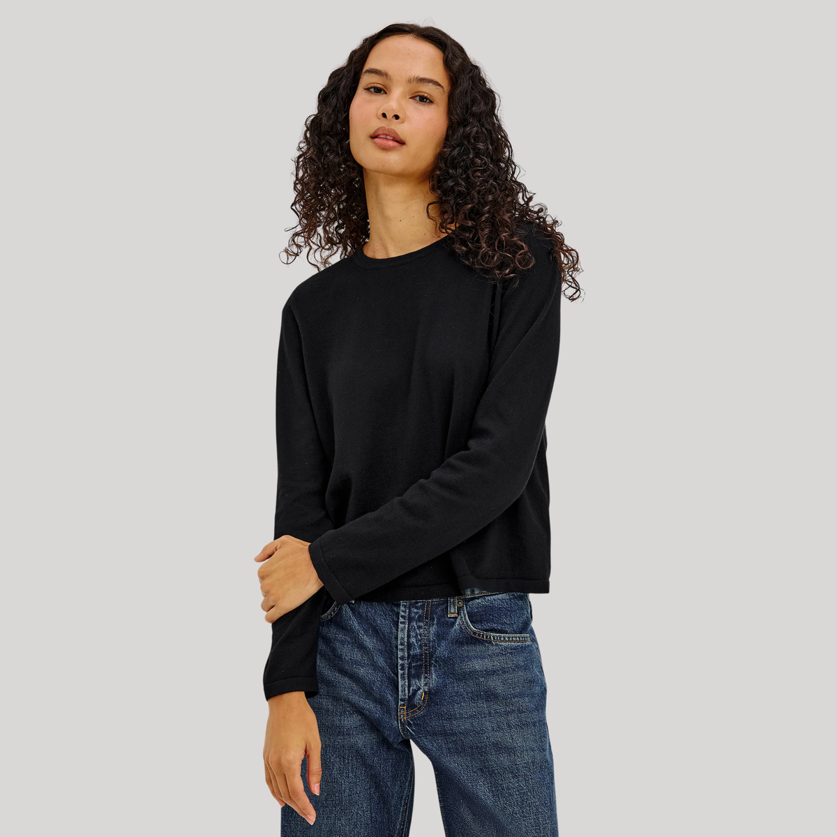 Rails Cotton Cashmere Long Sleeve Tee in Black-Black