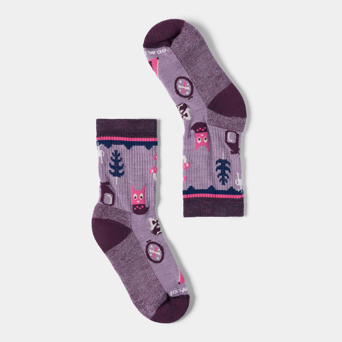Smartwool Kids Hike Light Cushion Critter Cache Crew Socks - Purple Dawn