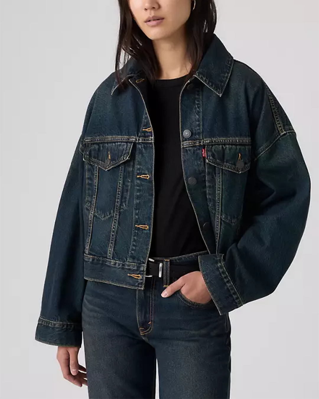 Womens Loose Crop Trucker in High Vibration Trucker