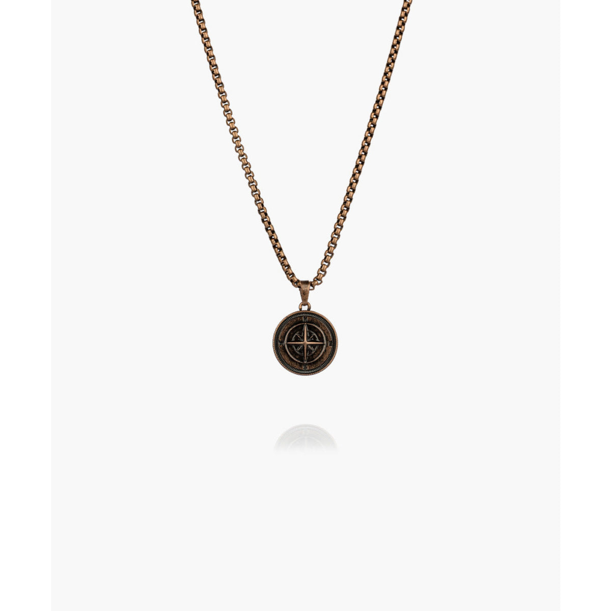 Pig And Hen Mens Compass Rose Necklace in Bronze - Bronze
