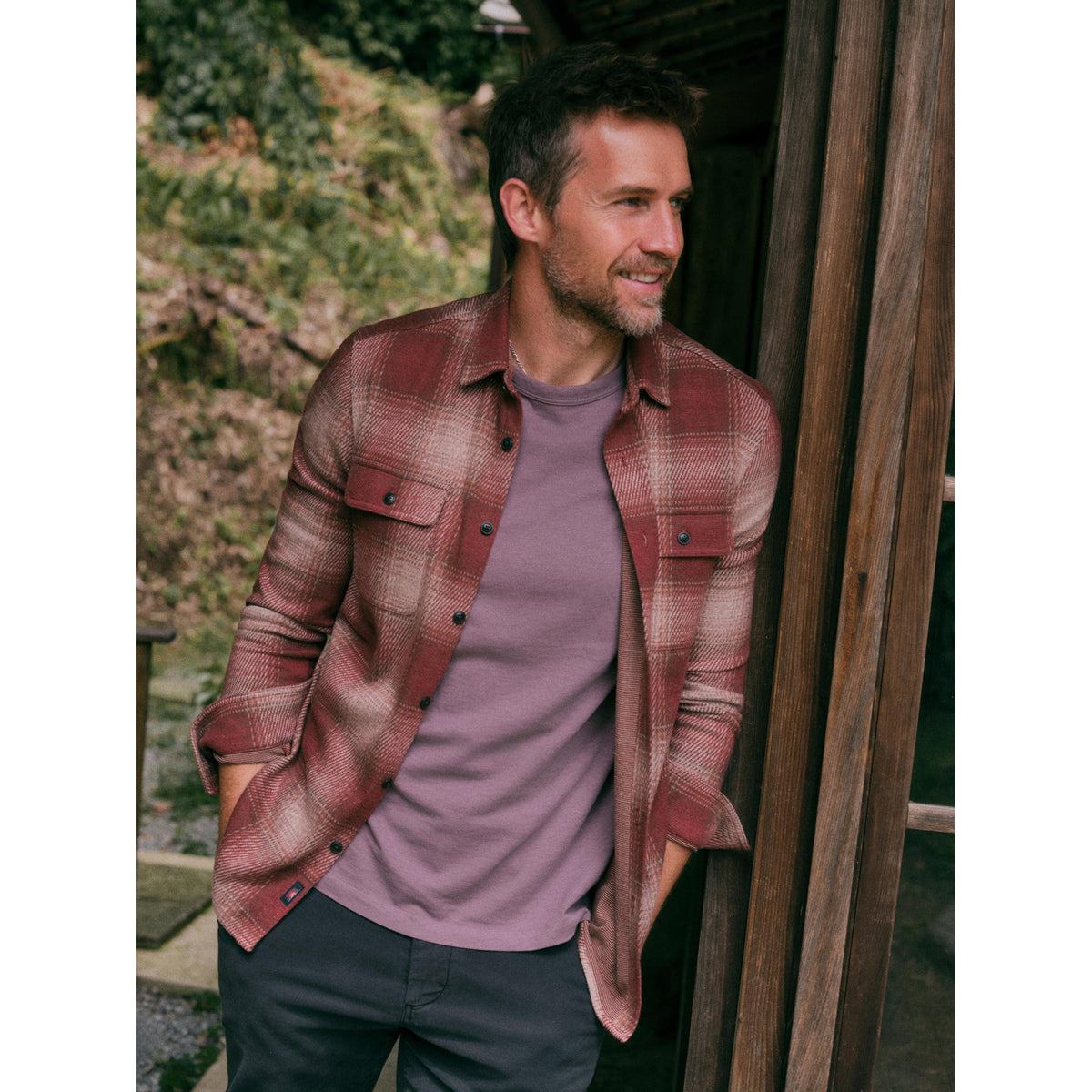 Faherty Mens Legend Sweater Shirt - Cedar Ombre Plaid