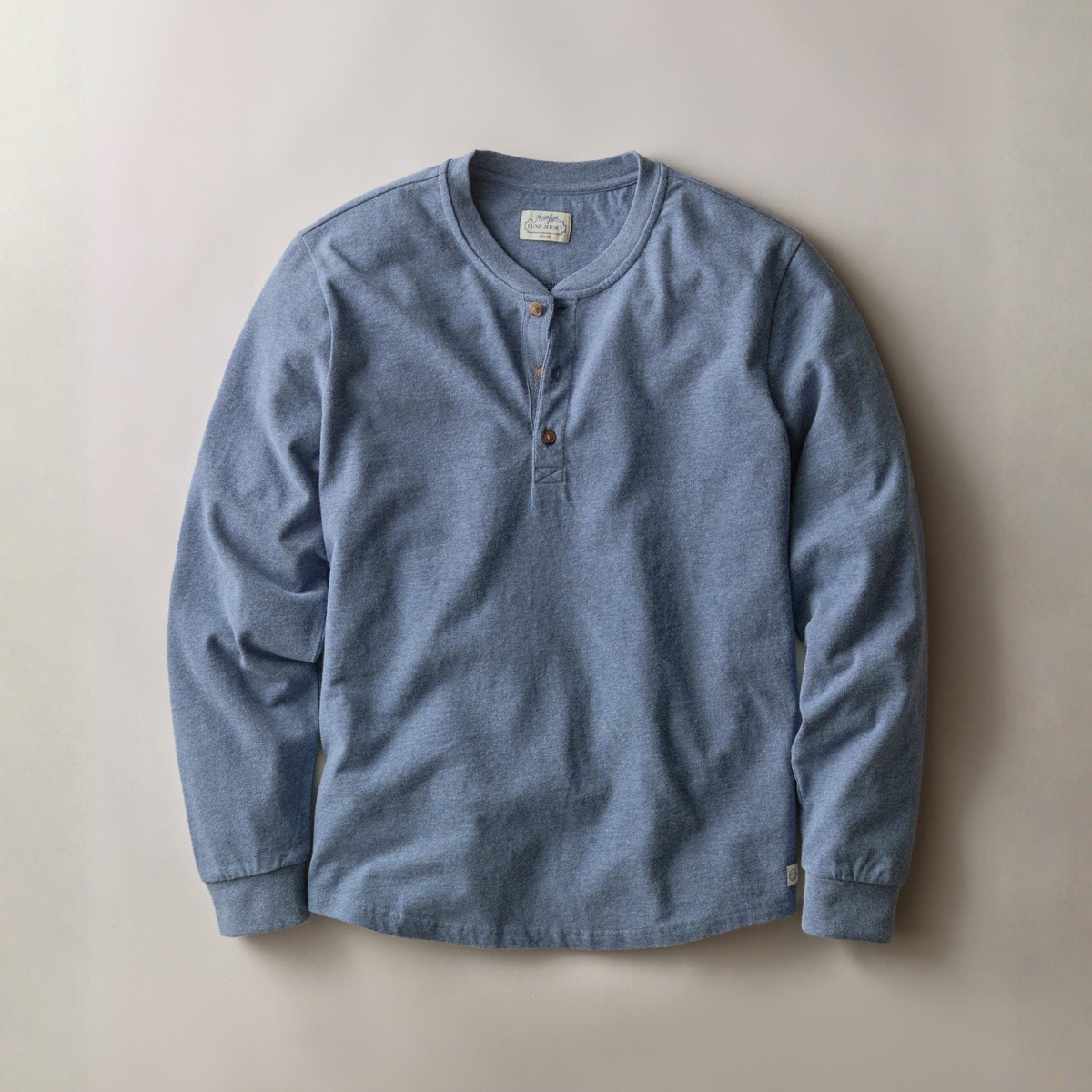 Marine Layer Mens Luxe Jersey Henley in Collegiate Blue Heather-Collegiate Blue Heather