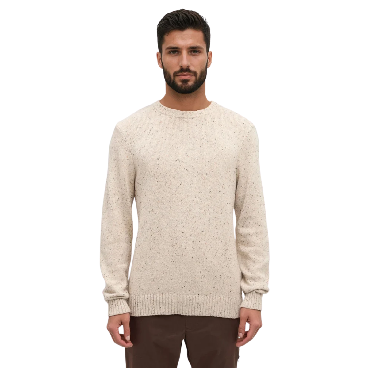 Tentree Mens Rambler Fleck Sweater- pale oak heather fleck