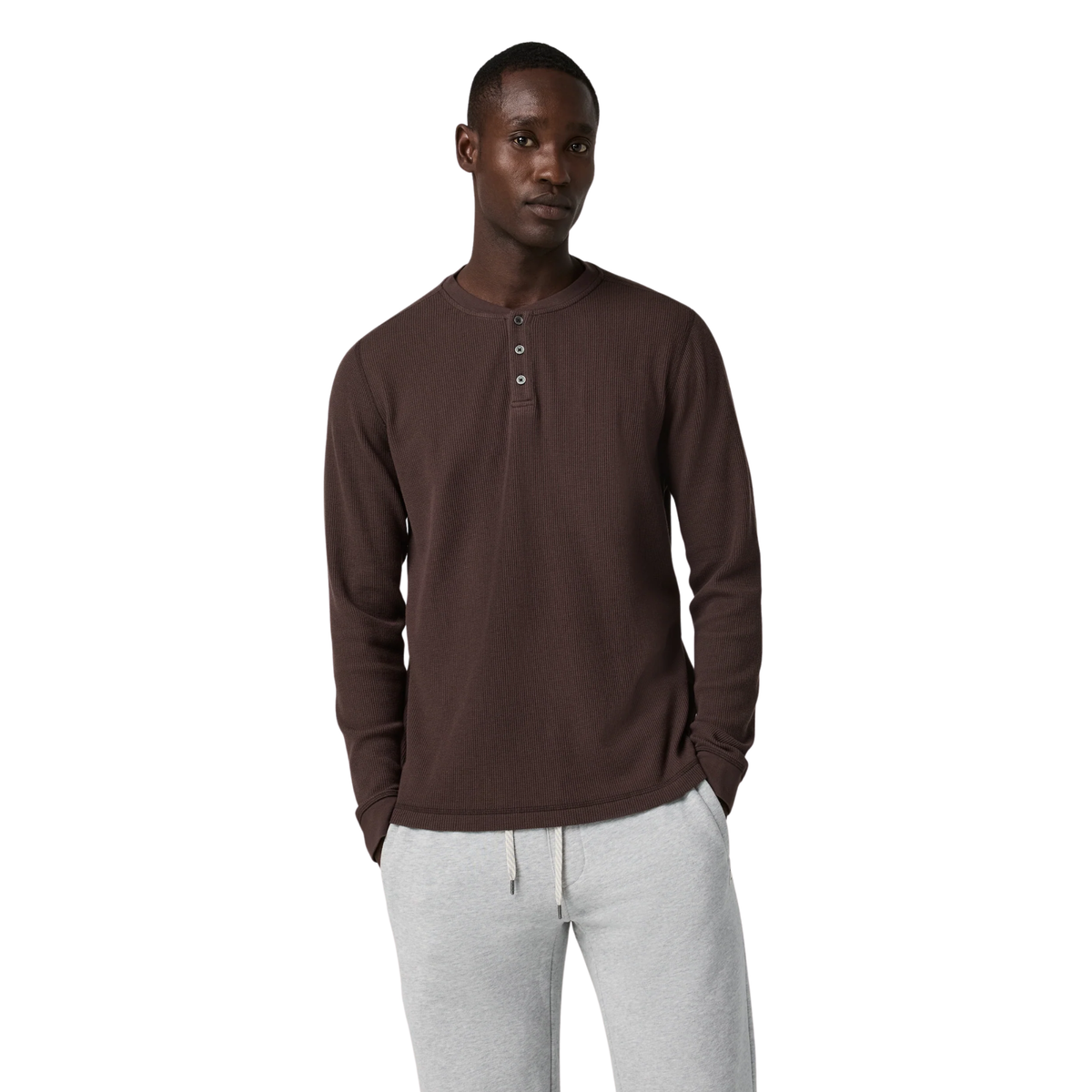 Vuori Mens Waffle Henley-French Roast