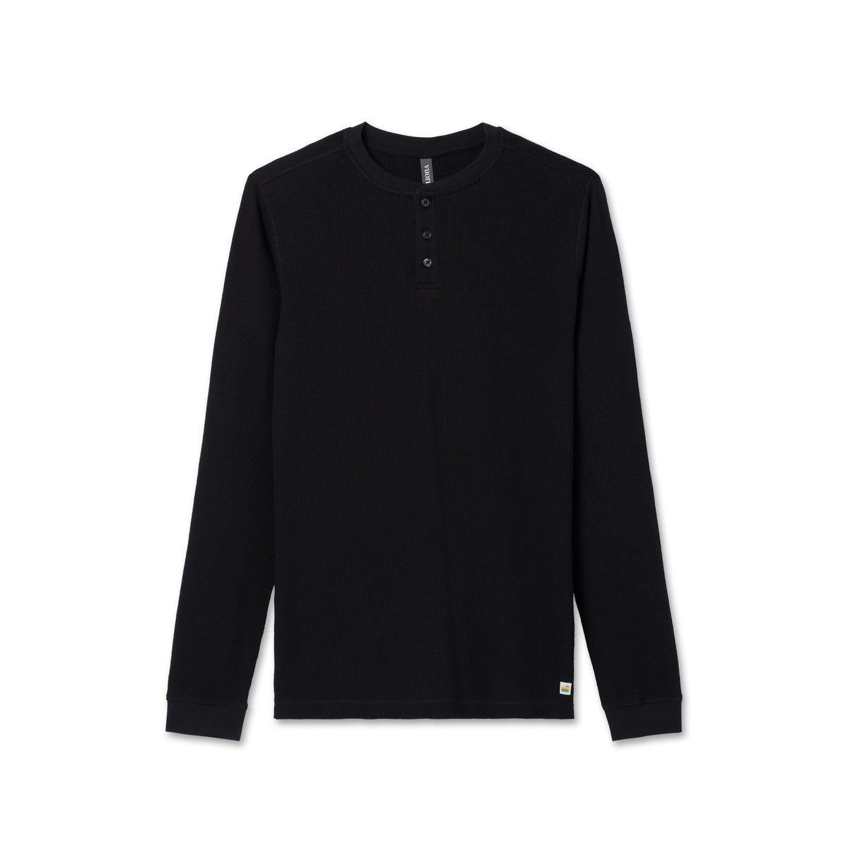 Vuori Mens Waffle Henley - BLK_Black