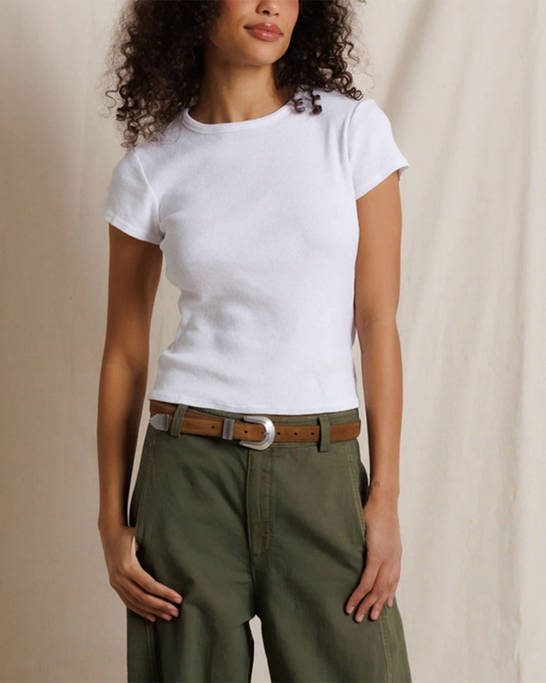 Womens Macy Recycled Cotton Rib Crew Neck Tee