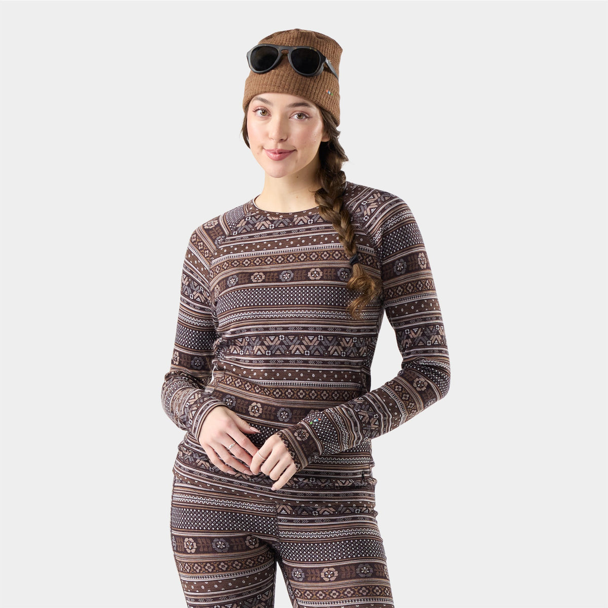 Smartwool SMARTWOOL Womens Merino 250 Baselayer Crew - Mocha Fair Isle Fun
