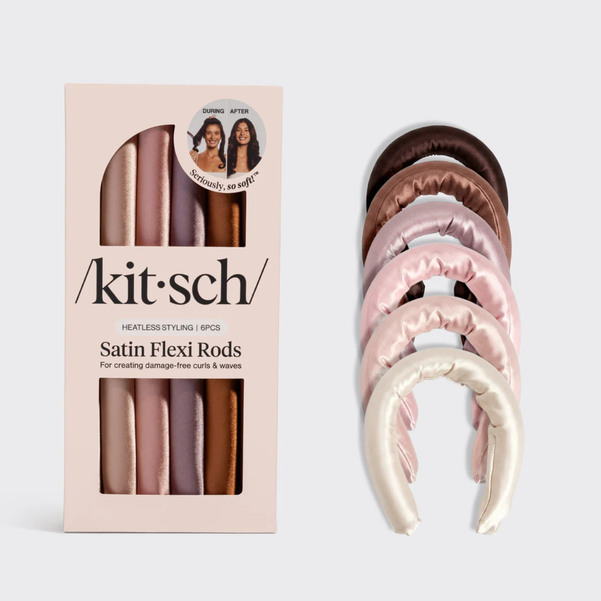 Kitsch Satin Wrapped Flexi Rods 6pc Set-Rosewood